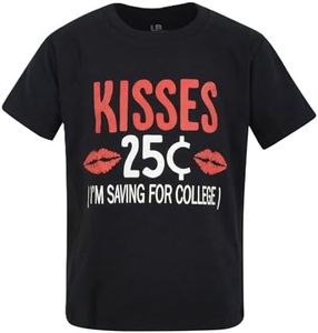 Unique Baby Boys Toddler 25 Cent Kisses Valentines Day Shirt Outfit (10 Years) Black