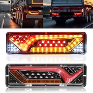 NWpangu LED Truck Tail Lights, LED Trailer Rear Light Brake Lights Turn Signal/Reverse/Running Lights Universal Pickups Camper Vans Flatbed RV Tail Lighting, 2PCS (KCWD-V24)