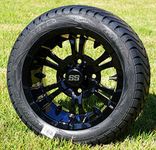 12" Vampire Gloss Black Aluminum Wheels and 215/40-12 Low Profile DOT Tires Combo - Set of 4