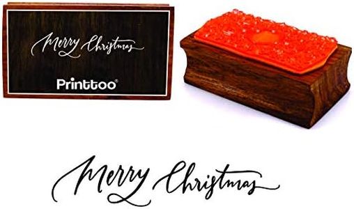 Printtoo Merry Christmas Calligraphy Rectangular Wooden Rubber Stamp Block Scrap-Booking