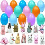 Toy Filled Easter Eggs, 14 Filled with Bunny Figures Cute Farm Rabbit Display, Mini Surprise Egg for Kids Boys and Girls