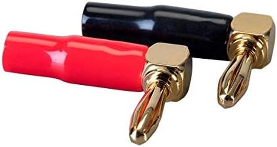 Monoprice 10 Pair Right Angle 24k Gold Plated Banana Speaker Wire Cable Screw Plug Connectors (121915) Black/Red