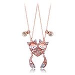 2pcs Bff Necklace for 2 Girls Best Friend Matching Fox Necklace Heart Friendship Necklace for Girls Birthday Graduation Gifts for Women Girls (fox)