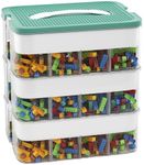 POSHIGE Stackable Toys Organizer Storage Case, Stackable Storage Container with 3-Layer 48 Big Compartments, Storage Box Compatible with Lego Storage Organizer, Hot Wheels, Mini Toy Figures