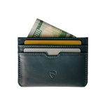 Vaultskin MOORGATE Slim Card Holder - Minimalist Leather Wallet, RFID Blocking Sleeve, Fits Front Pocket, for Men and Women, Midnight Navy, Minimalist