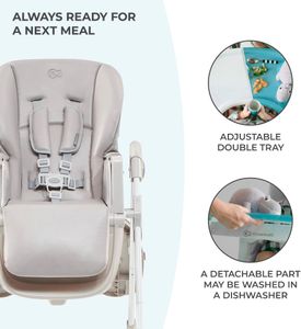 Kinderkraft Yummy Highchair – Adjustable Baby Seat, Gray
