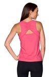 RBX Active Workout Top for Women, Sleeveless Gym Shirt Body Skimming Keyhole Open Back Tank for Yoga, Running, Fashion, Cherry Blossom Pink, Small