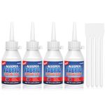 4Pack 60ML Fabric Glue for Clothing Permanent Washable 100% Waterproof, No Sew Solution, Washer/Dryer Safe