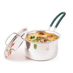 The Indus Valley Triply Stainless Steel Sauce Pan/Milk Pan with Steel Lid | Medium, 19cm/7.5 inch, 2Ltr, 1.3kg | Induction Friendly | Nonstick 3-Layer Body, 100% Pure & Toxin-Free