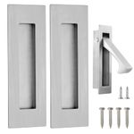 Malimali Pocket Door Pull and Edge Pull Set, Stainless Steel Pocket Door Hardware Recessed Pocket Door Handle Flush Finger Pulls Rectangular Barn Door Handle (Brushed Steel)