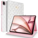 Changjia iPad Air 4th Gen 10.9 Inch 2020/ iPad Pro 11 Inch 2020 & 2018 Case, Crown Bling Diamond PU Leather Smart Auto Sleep/Wake Shockproof for Apple iPad Air 4/iPad Pro 11-in.2020&2018 (White)