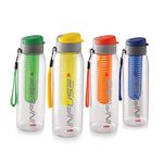 CELLO Infuse Plastic Water Bottle | Detox Bottle with Infuser Chamber | Leakproof Plastic Bottle with Wide Mouth Opening | Ideal for Gym, Office, Travel | Set of 4, 800ml, Assorted