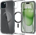 SPIGEN Ultra Hybrid (MagFit) Case Designed for iPhone 15 Plus Case, Compatible with MagSafe Magnetic Ring Air Slim Bumper Hard Clear Cover - Graphite