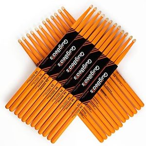 QuigBeats Drum Sticks, Hickory 5A Drumsticks, Drumsticks for Adults & Kids 5A 12 Pairs- Orange