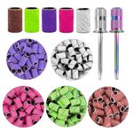 BELICOO Sanding Bands for Nail Drill, 300Pcs Colorful Coarse Fine Nail Sanding Bands, 80#120#150#180#240#Grit Sanding Bands with 2Pcs 3/32” Nail Drill Bits for Manicures Pedicures