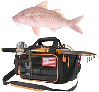 MATEIN Tackle Bag with Cooler & Rod Holder, Fishing Gifts for Men Unique, Saltwater Resistant Waterproof Fishing Tackle Storage Carrying Case with Shoulder Strap for Trays and Fish Gear, Black
