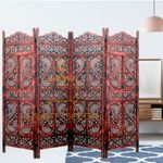 CRAFT DECOR Wooden Room Partition for Living Room / Wooden Screen Separators /Wood Room Wall Dividers 4 Panels Living Room/Bedroom/Office/ Restaurant(Brown)