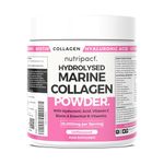 Nutripact Marine Collagen Powder with Hyaluronic Acid, Biotin, Vitamin C & B Vitamins 10,000mg Hydrolysed Collagen Peptides Types 1 & 3, Unflavoured, Odourless, Highly Bioavailable – 30 Servings, 300g