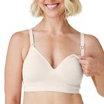 Bravado Designs Sustainable Maternity & Nursing Bra for Breastfeeding, Plunge Wireless Seamless V-Neckline Bra Antique White M