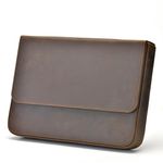 Lanxivi 12 Fountain Pen Case Genuine Leather Organizer, Crazy Horse Cowhide Leather Portable Pen Bag Pouch Drawer Style