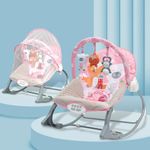 Infantso Baby Rocker & Bouncer for 0 to 2 Years, Portable Rocker for Newborn with Mosquito Net, Calming Vibrations, Soft Music & Hanging Toys (Pink)