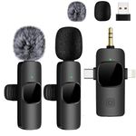 Wireless Lavailer Microphone for iPhone, Android, Camera, iPad, USB C, 4 in 1 Professional Mini Microphone with Noise Reduction, Wireless Mic for Video Recording, Vlog, YouTube, TikTok