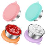 4Pack 1.6oz Small Condiment Containers with Lids, Salad Dressing Container To Go, Reusable Stainless Steel Sauce Containers for Lunch Bento Box, Leakproof Dipping Sauce Cups for Picnic and Travel