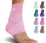 Sleeve Stars Ankle Brace for Sprained Ankle, Plantar Fasciitis Relief Achilles Tendonitis Brace, Ankle Support for Women & Men with Strap, Heel Protector Wrap for Pain & Compression (Single/Baby Pink)