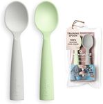 Miniware Silicone Baby Spoon for Training - BPA Free Baby Utensils - Baby Spoons Self Feeding 6 Months | 100% Food Grade Silicone - Modern & Dishwasher Safe Toddler Spoons (Grey & Key Lime)