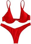 Verdusa Women's Sexy Triangle Bathing Two Pieces Swimsuit Bikini Set Red XL