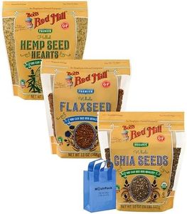 Flax Chia Hemp Seed Blend, 3 Pack Bob Red Mill Whole Organic Seeds Super Mix for Healthy Foods Baking, Bread, Smoothies with Nosh Pack Bag, 33 Ounces