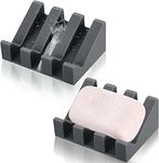 2 Pack Silicone Soap Dish with Drain Soap Trays with Drain Self Draining Soap Saver Soap Holders for Bathroom and Kitchen Bathroom Soap Dishes Soap Dishes Waterfall for Shower/Bathroom/Kitchen/Counter Top, Sponge Holder, Self Draining Waterfall Drying Tray, Soap Saver, Keep Soap Bars Dry Clean, Dish Washing Accessories (grey)