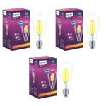 Philips 8-watt E27 ST64 LED Glass Filament Bulb | Decorative LED Bulb for Home Decoration | Warm White/Golden Yellow, Pack of 3