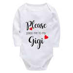 Please Pass Me To My Gigi Newborn Boy Onsies Long Sleeve Bring Home Outfits for Baby Girl White Baby Girl Rompers 6-9 Months