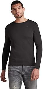 G-STAR RAW Men's Base Layer Crew Neck Long Sleeve T-Shirt, Black, X-Small