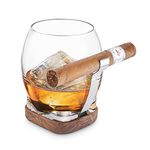 Final Touch Whiskey Cigar Glass with Adaptable Cigar Holder (GS130)