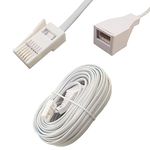 Hash's BT Male to BT Female / BT Telephone Extension Cable 2M / 3M / 5M / 10M / 15M / 20M / 30M - By Hash's (10 Metre)