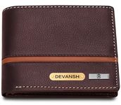 HORNBULL Men's Personalized Wallet I Customized Slim Stylish Leather Purse with Name I Unique Birthday Anniversary Gift for Men Boy Love Husband - Brown