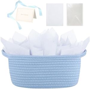 woric Small Baby Boy Gift Basket Woven Rope Basket for Baby Shower Storage