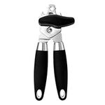 Can Opener Manual, TJ POP Heavy Duty Tin Opener for Arthritic Hands, UK Can Openers That Work with Stainless Steel Sharp Blade, Smooth Edge Non-Slip Handles (Black)