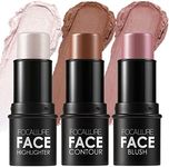 FOCALLURE 3 Pcs Cream Contour Sticks,Shades with Highlighter & Bronzer & Blush,Non-greasy and Water-resistant Face Contouring Pen,Easy to Sculpt the Face and Create a Lightweight Finishing Makeup,UNIVERSAl