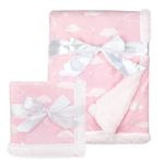 American Baby Company Heavenly Soft Chenille Sherpa Blanket Set, 3D Pink, for Girls