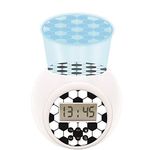 Projector Alarm Clock Football with snooze function and alarm function, Night light with timer , LCD screen, battery operated, white / black, RL977FO