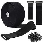 Jumpso 16Ft 2 inch Wide Cable Ties with 15 Buckles, Reusable Heavy Duty Hook and Loop Straps, Adjustable Straps for Home, Office, Desk, Wire, Cord Wraps, Cable Management Storage Straps, Black