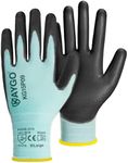 KAYGO Work Gloves PU Coated 12 Pairs, KG15P,Nylon Liner with Flexible Polyurethane Coating,Safety Work Gloves for DIY, Assembly, Warehouse, Light Duty Work (Large,Sky Blue)