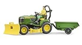 Bruder 09824 bworld John Deere Lawn Tractor w Trailer and Gardener