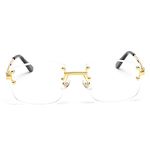 kachawoo Rimless Sunglasses Square Colour Gradient Frameless Glasses Vintage Retro Glasses, Gold With Clear