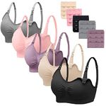 Jolies 5PACK Nursing Bra Wireless Bra Women's Full Figure Sleeping Maternity Bra Breastfeeding Pregnant Bras (L:Fit 32E/34D/E 36A/B/C/D 38A/B/C)