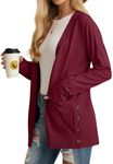 PrinStory Knit Cardigans for Women Lightweight Open Front Cardigan Sweaters Wine Red Medium