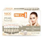 VLCC Pearl Facial Kit with FREE Rose Water Toner - 300g + 100ml | Luminous and Radiant Skin | At Home Facial with Pearl Extracts, Sandalwood, Turmeric & Aloe Vera | Tan Removal Facial Kit.